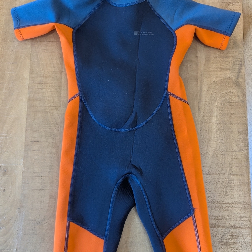 Mountain Warehouse Kids Short-Sleeve Wetsuit - Navy & Bright Orange